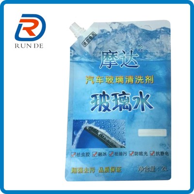 优质2L汽车玻璃水自立吸嘴袋 带嘴彩色印刷站立底袋 吸嘴袋 定制
